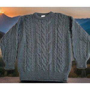 🐑VTG Bonner of Ireland Wool Sweater Mens L Heavy Aran Cable Fisherman Ireland